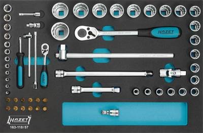 Hazet Steckschlüsselsatz metrisch 1/4" (6.3 mm), 1/2" (12.5 mm) 57teilig 163-118/57