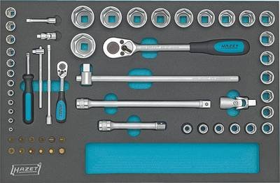 Hazet Steckschlüsselsatz metrisch 1/4" (6.3 mm), 1/2" (12.5 mm) 56teilig 163-57/56