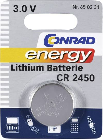 Conrad energy Knopfzelle CR 2450 3 V 1 St. 600 mAh Lithium CR2450