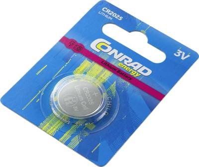 Conrad energy Knopfzelle CR 2025 3 V 1 St. 140 mAh Lithium CR2025