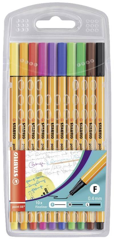 STABILO point 88 8810 Fineliner Rot, Blau, Grün, Schwarz, Gelb, Orange, Violett, Pink, Hellgrün, Braun 0.4 mm 10 St.