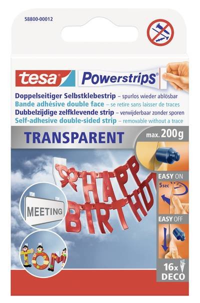 tesa POWERSTRIPS® tesa POWERSTRIPS® Doppelseitiger Klebestreifen Transparent Inhalt: 16 St. Transparent Inhalt: 16 St.
