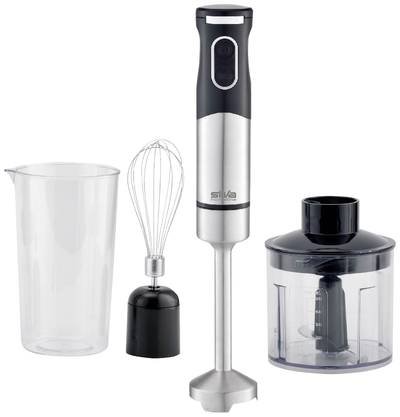 Silva Homeline SMS 6502 Stabmixer 700 W mit Messbecher, mit Zerkleinereraufsatz, Schneebesenaufsatz Edelstahl, Schwarz