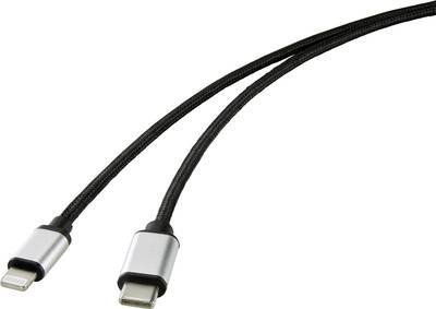 Renkforce USB-Kabel USB 2.0 USB-C® Stecker, Apple Lightning Stecker 1.00 m Schwarz RF-4353446