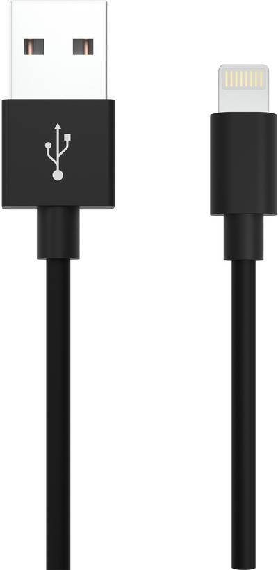 Ansmann USB-Kabel USB 2.0 USB-A Stecker, Apple Lightning Stecker 2.00 m Schwarz Aluminium-Stecker, TPE-Mantel, beidseiti
